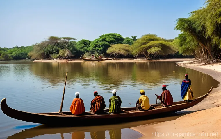 감비아 식민지 역사 - Image Prompt 1: "First European Contact and Early Trade on the Gambia River"**