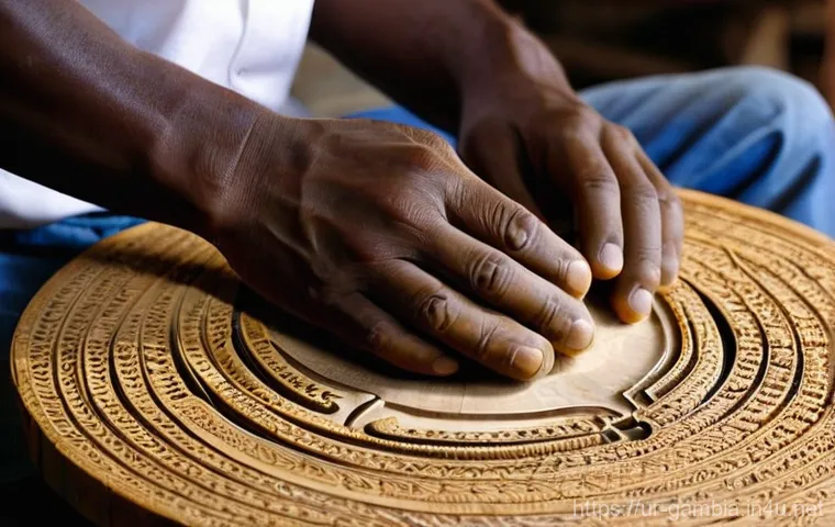 감비아 코라 악기 - **Prompt:** "A wise, elderly Griot (West African storyteller and musician) with a serene and knowled...