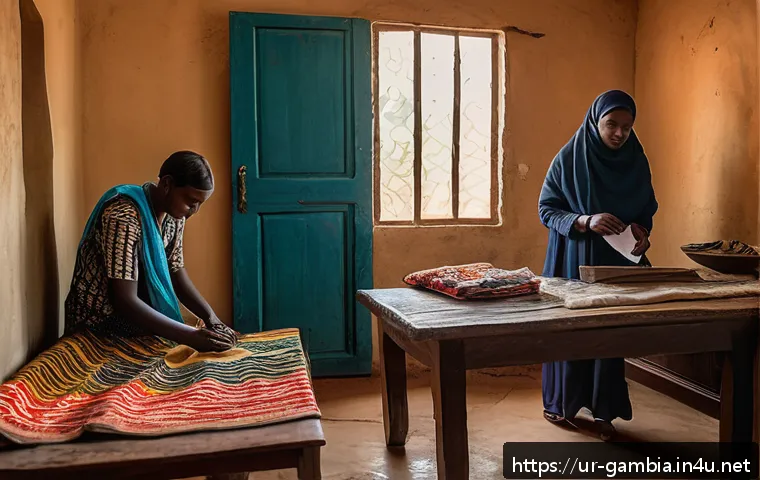 감비아 도난 및 분실 시 대처법 - A detailed scene depicting a concerned South Asian family in a modest Gambian home, securing the cri...